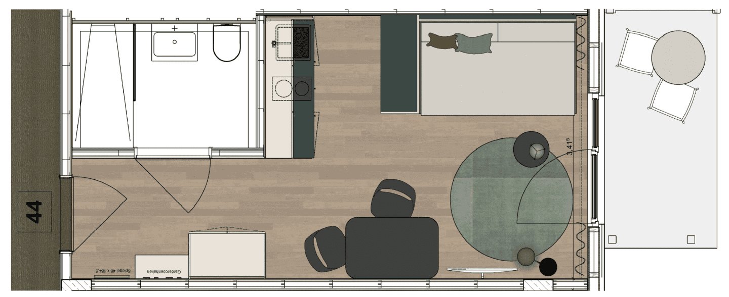 Grundriss einer Wohnung vom Typ B im The Bloom Homes