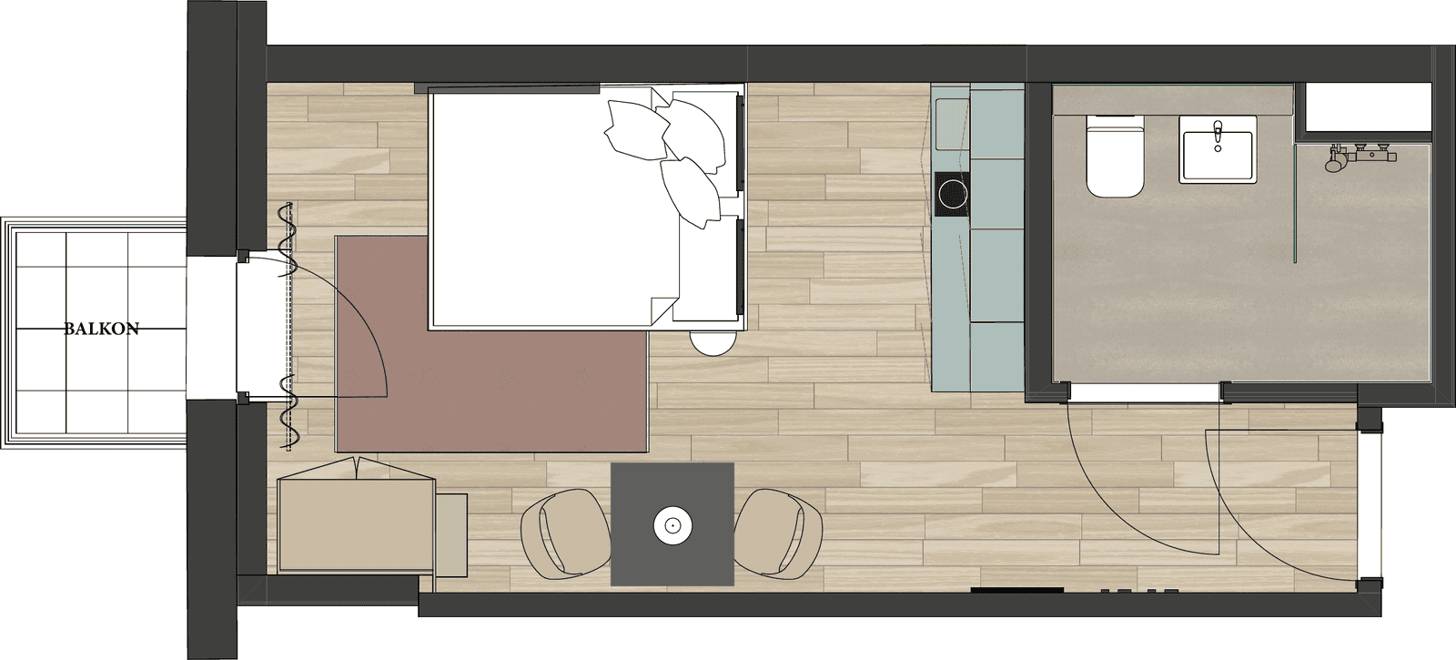 Grundriss einer Wohnung vom Typ Eastside B