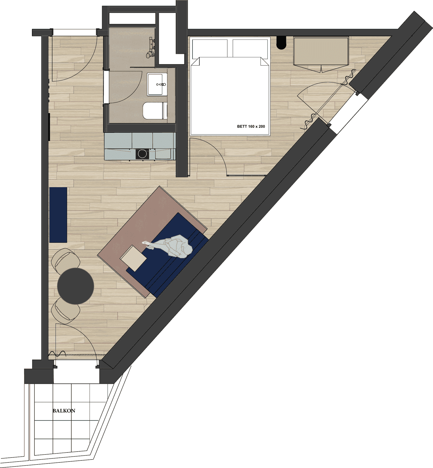 Grundriss einer Wohnung vom Typ Eastside G