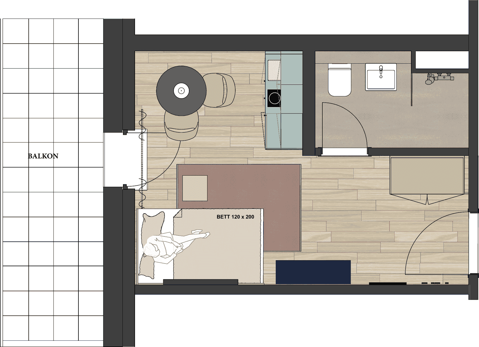 Grundriss einer Wohnung vom Typ Eastside K
